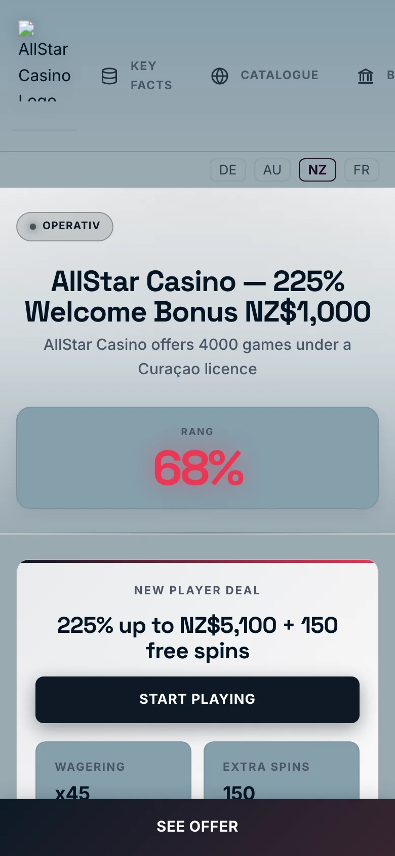 AllStar Casino mobile lobby screenshot