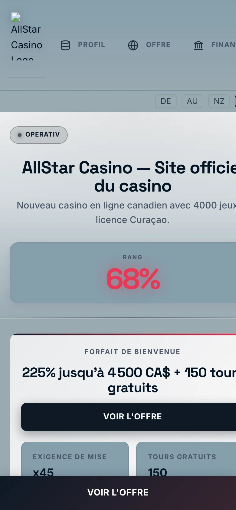 AllStar Casino mobile lobby screenshot